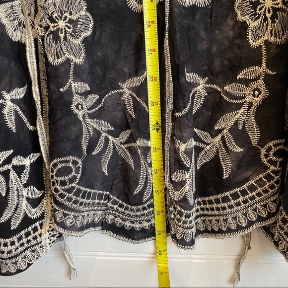 Bohemian tie dye embroidery kimono black - Picture 3 of 8